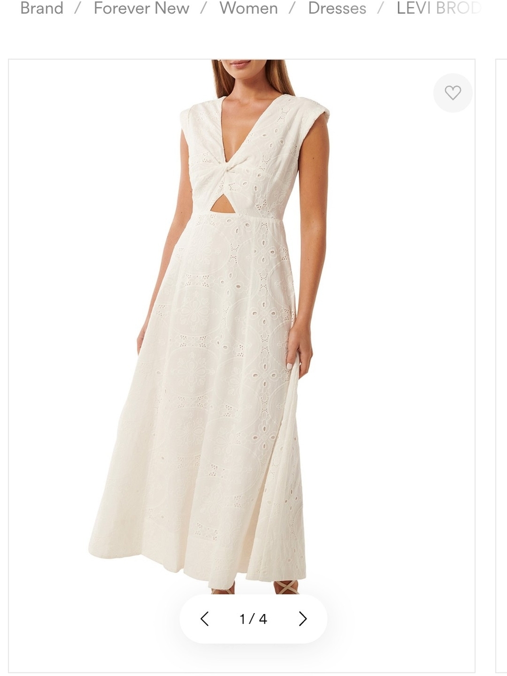 Forever New Cream Eyelet Maxi Dress with Twist Front Cutout